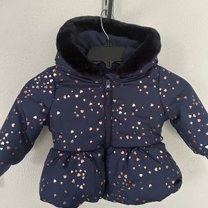 Rothschild Navy Coat with Rose Gold Hearts -18 months